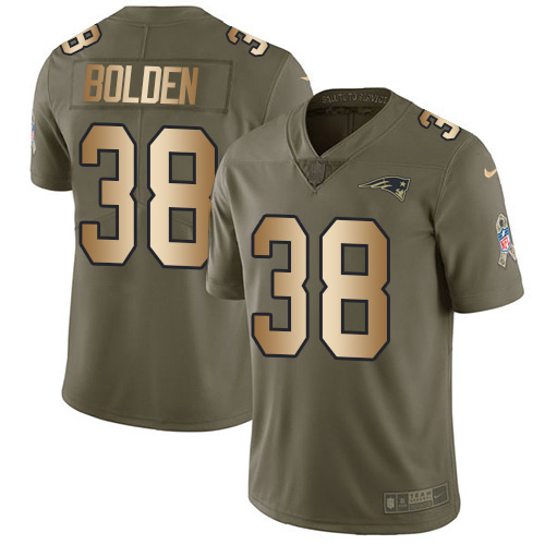Nike Patriots #38 Brandon Bolden Olive/Gold Youth Stitched NFL Limited 2017 Salute to Service Jersey